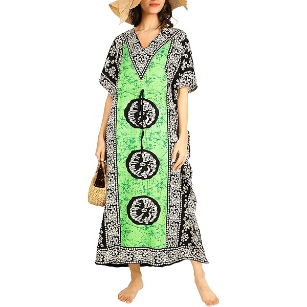 Phagun Tribal Africano Vestido Largo De Playa Bikini Mujer Beach Kaftan Vestido Largo-S-L