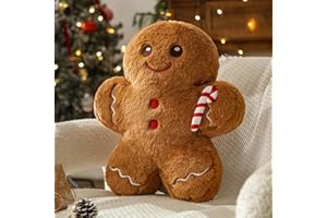 YRXRUS Christmas Gingerbread Pillows, Christmas Decoration Gingerbread Man Shaped Throw Pillows, Xmas Decor Gifts, Winter Plush Cute Pillow, Faux Rabbit Fur Ginger Bread Girl Boy Cushion for Room
