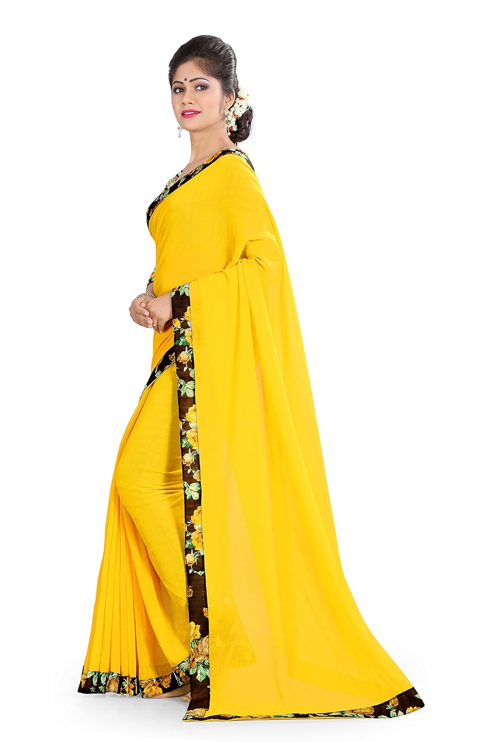 oomph! women's georgette saree with blouse piece