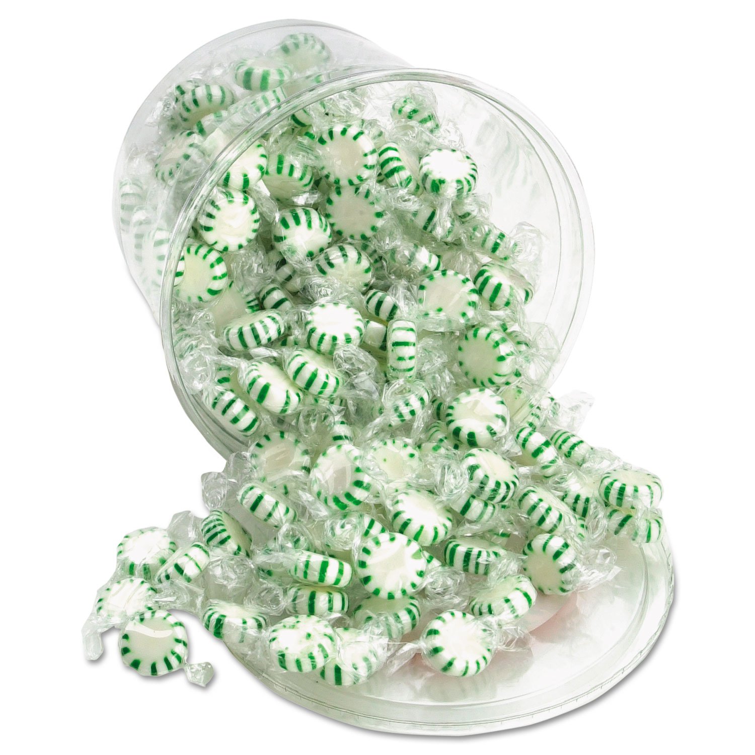 Office Snax 70005 Starlight Mints, Spearmint Hard Candy, Individual Wrapped, 2 lb Resealable Tub
