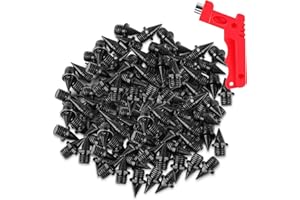 VOCOOL 100 PCS 1/4inch Black Stainless Steel Track and Cross Country Spikes with Spike Wrench, Pyramid Replacement Track Spik