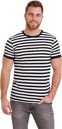 playera rayada blanco y negro hombre