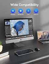 TECKNET 2.4G Wireless Keyboard Grey Ultra Slim 14 Shortcuts 12 Month Battery view 8