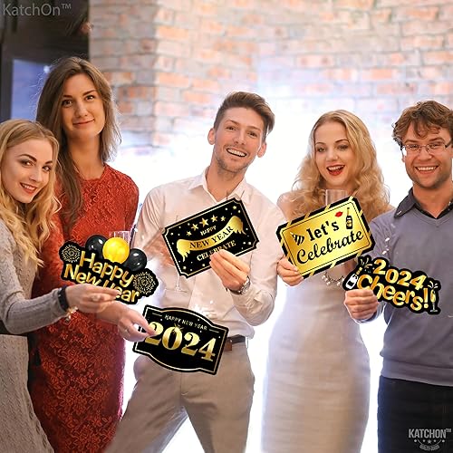 KatchOn Happy New Year 2025 Banner - 10 Foot Gold Foil Party Decor