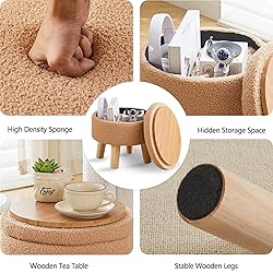 Wimarsbon Storage Ottoman, Modern Round Footrest