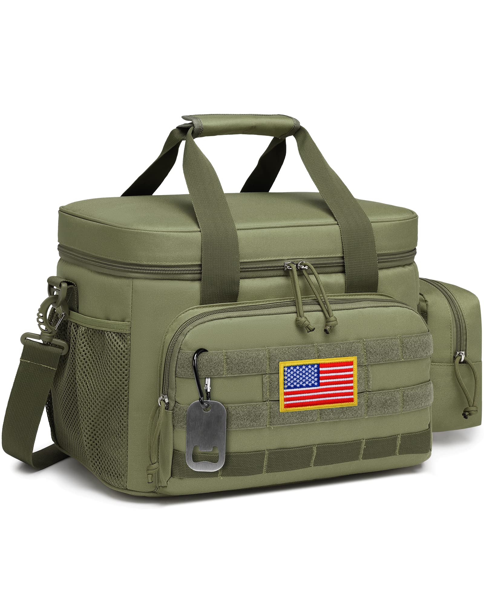Photo 1 of TACTICISM Lunch Box for Men - 20L Tactical Leakproof Insulated Lunch Bag Adult, Portable Soft Cooler Bag with Detachable Molle Pouch for Camping Fishing Beach Picnic Work, Green