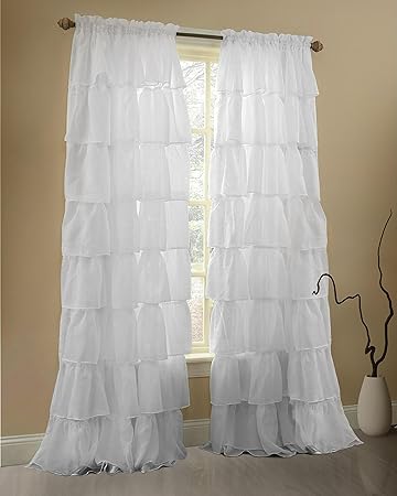 Amazon Com Gee Di Moda White Ruffle Curtains Gypsy Lace Curtains
