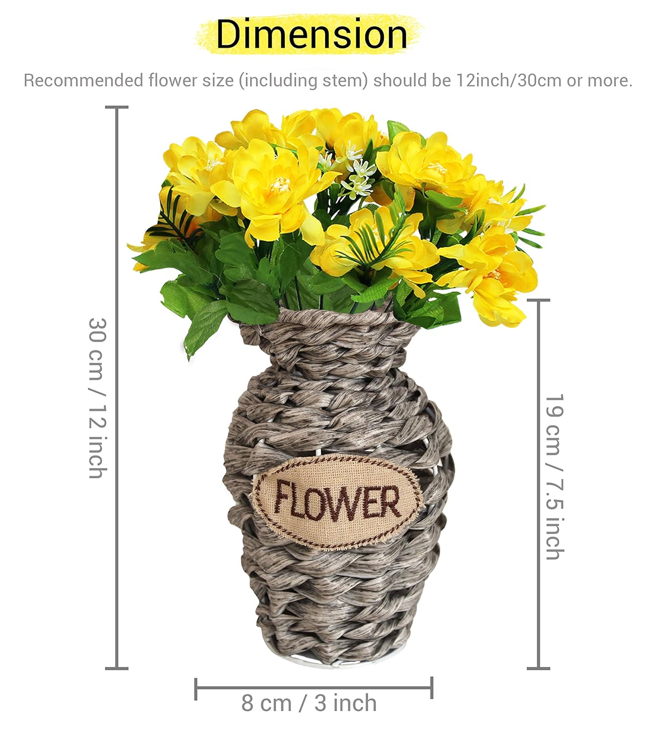 Buy Tied Ribbons Decorative Flower Vase Pot With Faux Flowers For
