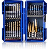 HIGHFIRE 30PCS Impact Driver Bit Set Include Screwdriver Bit Set,Step Drill Bit,Hex Shank Drill Bit with Tough Stackable Case, Idea for Hanging Pictures, Assembling Furniture and Home Tasks
