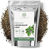 Elanen Naturals Organic Lemon Balm Herb 4 oz. (113g), USDA Certified Organic Lemon Balm Dried Loose Leaf Tea, Melissa Officinalis, Melisa Tea, Te De Toronjil, Cut & Sifted