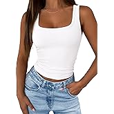 KIRUNDO Tank Tops for Women 2026 Casual Square Neck Summer Outfits Ribbed Fitted Camisole Shirt Sleeveless Workout Clothes