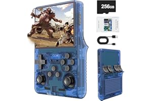 OROMVO R40S PRO Retro Gaming Console, 30000+ HD Games Handheld Game Console, 3800mAh Rechargeable Mini Retro Video Console with 256GB TF Card, Portable Pocket Arcade (Transparent Blue)