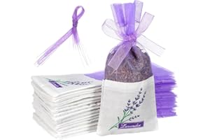 TEHAUX Empty Sachet Bags for Lavender Fragrance 24 Pcs Breathable Cotton Mesh Pouches with Drawstring for DIY Potpourri Stora