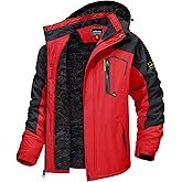 TACVASEN Men's Winter Skiing Jackets Water Resistant Fleece Coats Insulated Thermal Snowboard Jacket Parka Raincoat with Hood