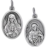 100 Sacred and Immaculate Heart Twin Hearts Bulk Silver-Plated Medals Made in Italy - Catholic Gifts for Evangelization