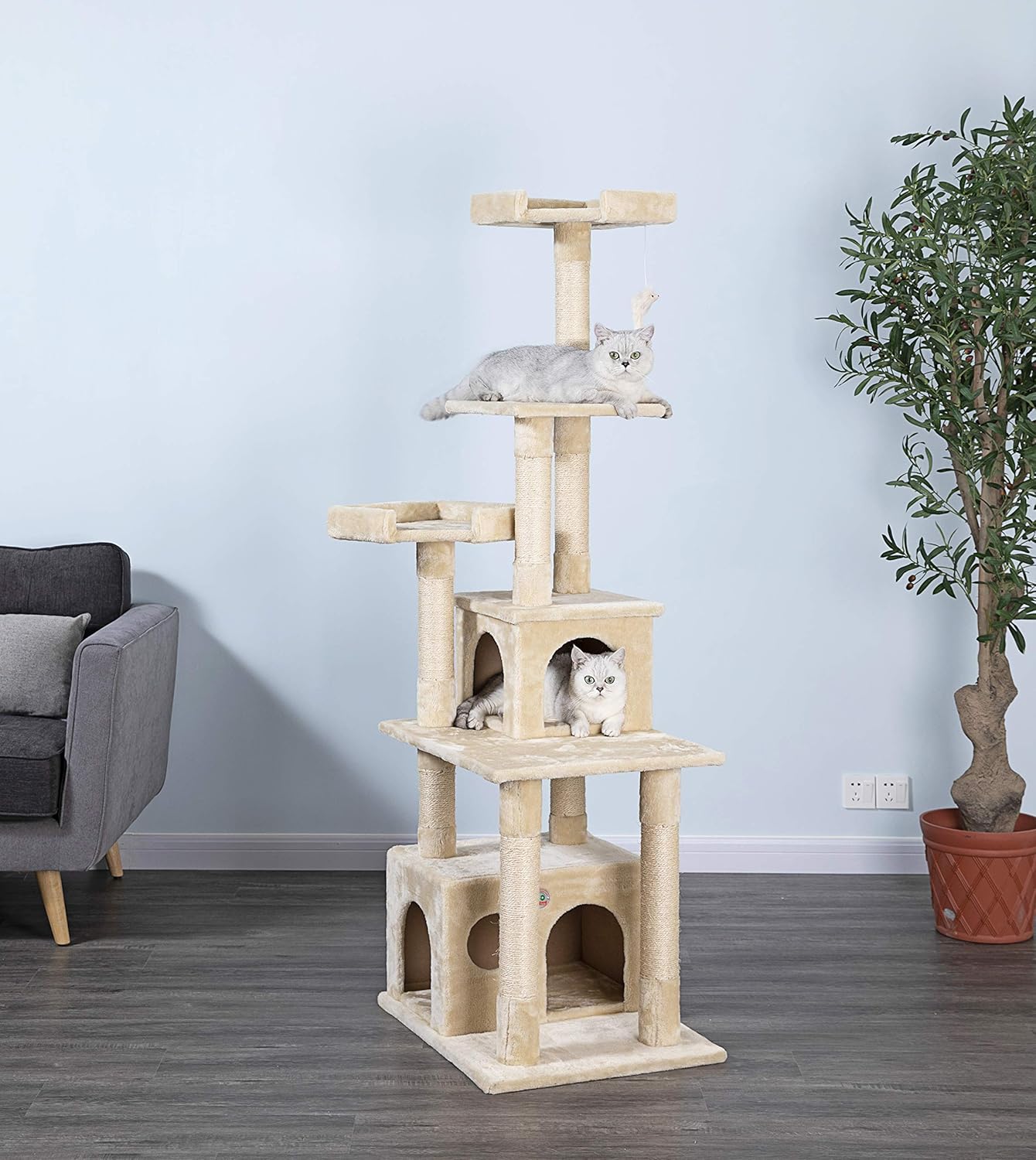Go Pet Club Cat Condo, 67-Inch, Brown : Cat Houses And Condos : Pet Supplies