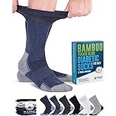 Doctor's Select Bamboo Viscose Black Diabetic Socks for Men - 6 Pairs Crew Stretch Top Mens Diabetic Socks