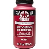 FolkArt Multi-Surface Satin Acrylic Paint in Assorted Colors, 16 oz, Apple Red 16 Fl Oz