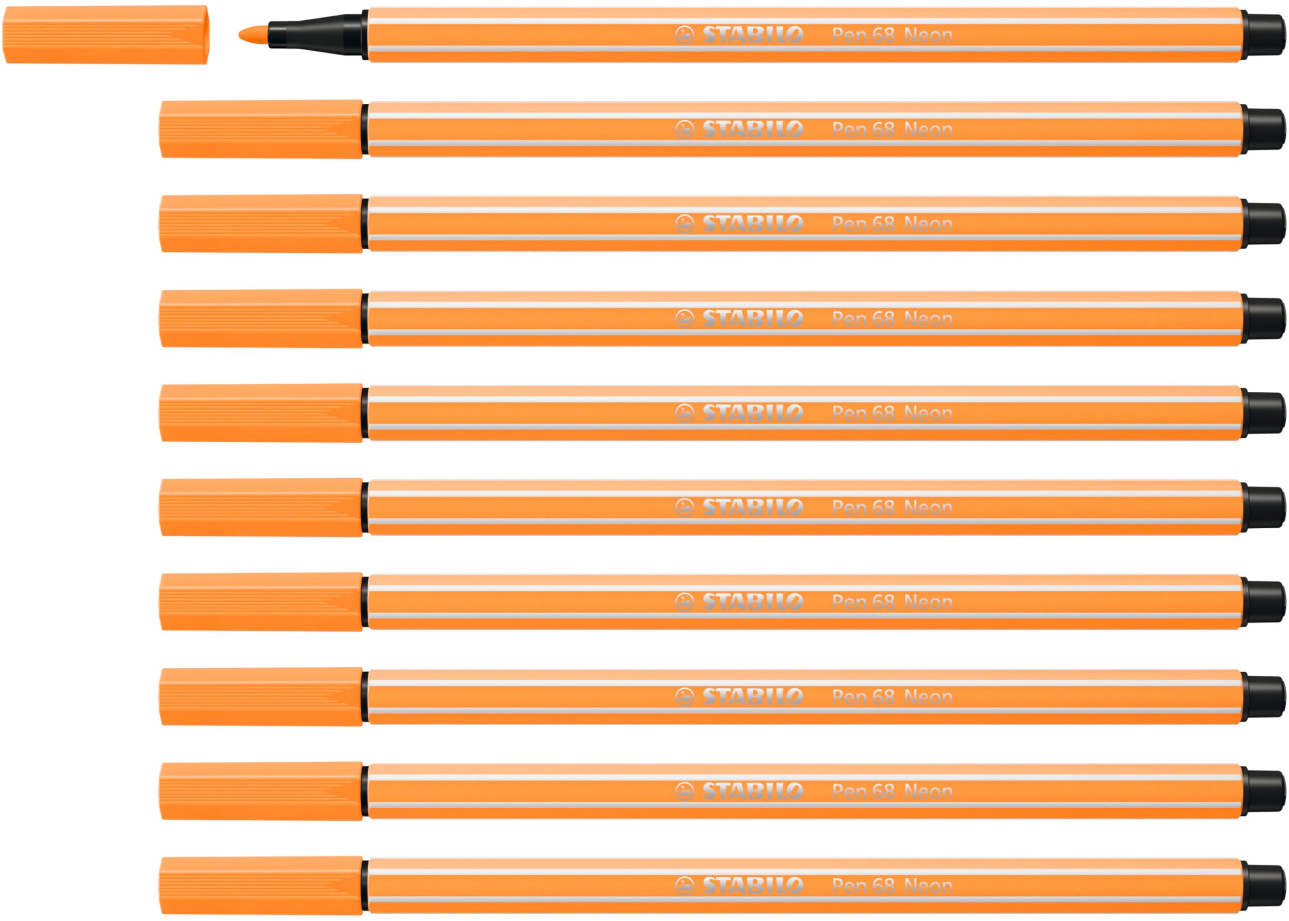 STABILO Pen 68 - Premium Fibre-Tip Pen - Pack of 10 - Neon Orange — image 1