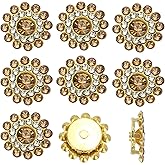 PATIKIL 50 Pcs Sew on Rhinestones, 14mm Flower Glass Rhinestones with Craft Gems Crystal Embellishments for Clothes Shoes Belt DIY Crafting Decoration, Light Brown