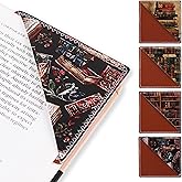 4 Pieces Leather Bookmarks, Cute Book Accessories for Reading Lovers, Page Markers for Women Men Kids Students Teachers Retirement Birthday Gift (Retro Books)