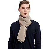 GreenMount Men’s Cashmere Scarf Ribbed Knitted 100% Cashmere Scarf Warm Thick Soft for Fall Winter Men