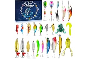 AIOLPY Fishing Advent Calendar 2025-24-Day Christmas Countdown with 24-Piece Fishing Lure Set, Perfect Christmas Gifts for Fishermen