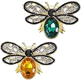 2Pcs Elegant Honey Bee Rhinestone Brooch Pin, Vintage Crystal Insect Lapel Pins for Women, Stylish Accessories Lapel Brooches for Women, Perfect for Parties, Dates, Daily Wear