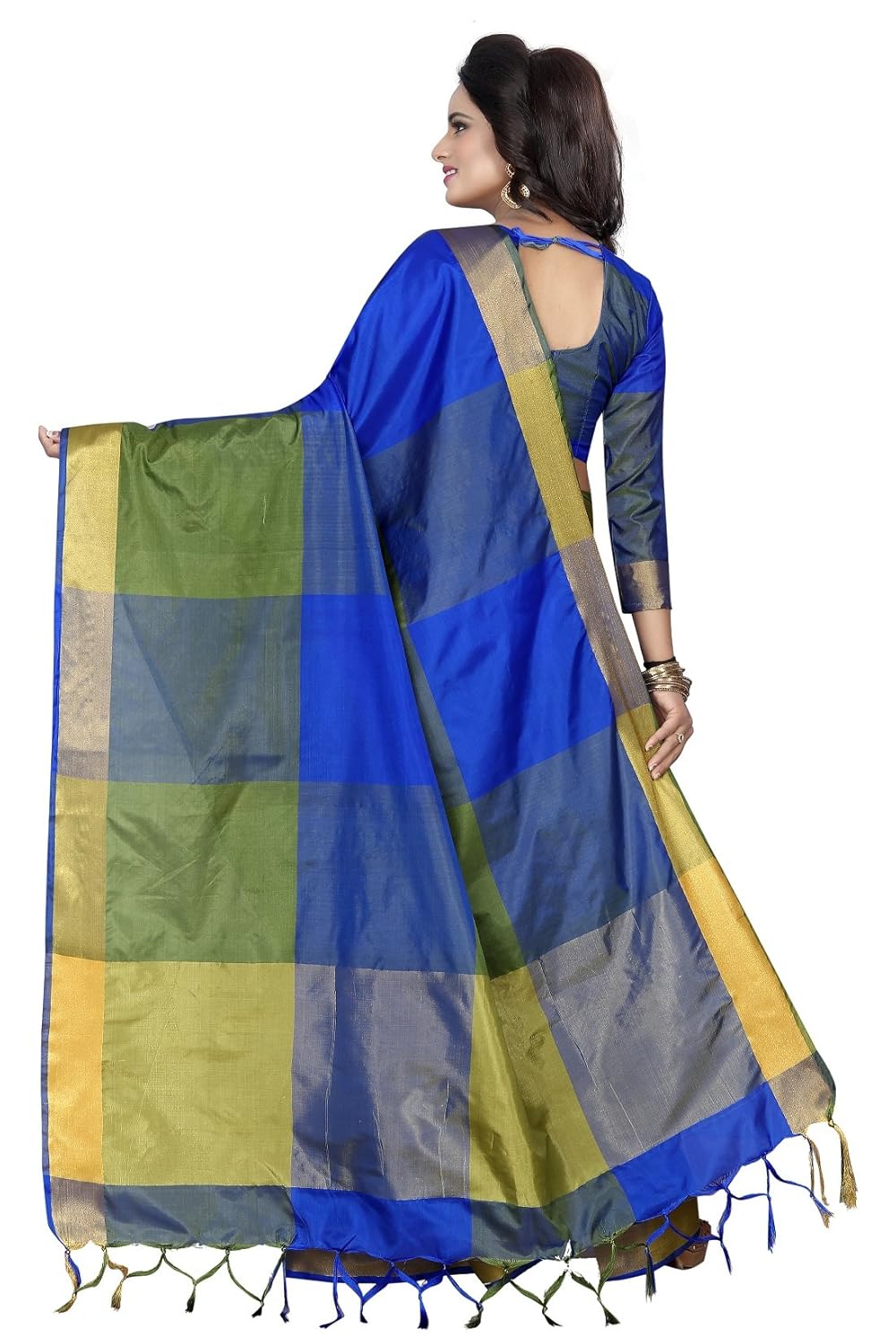 j b fashion women's multi colour cotton silk saree with blouse material