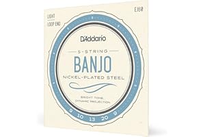 D'Addario EJ60 Nickel 5-String Banjo Strings, Light, 9-20