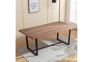 St.Mandyu 72" Solid Wood Dining Table for 8-10 Person, Modern Farmhouse Kitchen Table with Metal Frame, Sturdy Breakfast Table for Living/Dining Room,Office Desk, Brown (72 inch-Table, Brown)