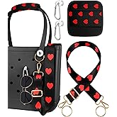 Toykee Bag Strap Crossbody Charms for Bogg Bag Accessories - Shoulder Strap Neoprene Luggage Handle Wrap for Suitcase & 2 Key Holders Heart