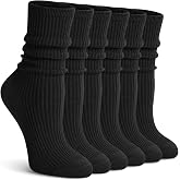 YSense 6 Pairs Cotton Crew Socks for Women Long Boot Socks | Neutral Aesthetic Casual Athletic Socks, Cute Stocking Stuffers Gifts for Women Girls