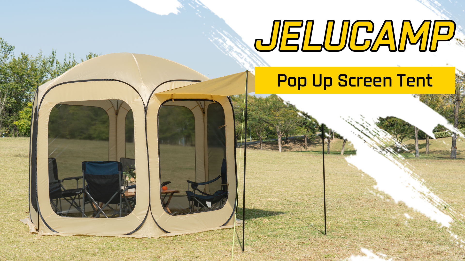 JELUCAMP 10x10 FT Pop Up Screen House Tent Instant Gazebo Canopy Bug Free Shelter image 24