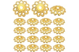 Hmjpng 200 Pieces 11.5mm Antique Golden Bead Caps Spacer Beads Alloy Bali Style Flower Beads Caps Hollow End Caps for DIY Necklace Earrings Jewelry Making Supplies