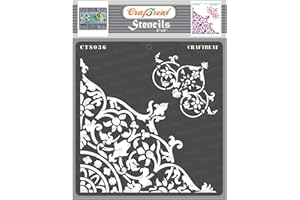 CrafTreat Corner Stencils for Painting on Wood, Canvas, Paper, Fabric, Floor, Wall and Tile - Flourish Corner - 6x6 Inches - Reusable DIY Art and Craft Stencils - Rangoli Corner Stencil