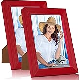 WTAQR 5x7 Picture Frame for Wall Hanging or Tabletop Display, Wall Mounting Horizontally or Vertically,Photo Frame with HD Plexiglass for Photos, Posters & Art Prints,Red,Frame,2 Pack