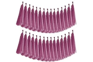 MECCANIXITY 40Pcs Tassel Garland Banner Tissue Paper for Streamers Party Decorations, Valentine's Day Birthday Decor for Wome