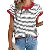 EVALESS Women's Sweater Vest Striped Pullover Tank Top Round Neck Cap Sleeve Lightweight 2025 Summer Casual Clothes
