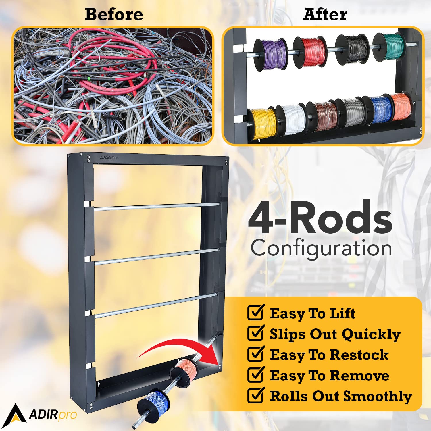 Mua AdirPro Wire Spool Rack - Superior Strength Wire/Cable Dispenser ...