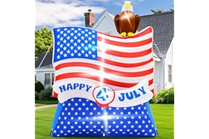MELISHEER 7 FT 4th of July Decorations Inflatables, Patriotic Happy 4th July American Stripes Flag and Bald Eagle Independence Day Inflatables Decor for Fourth of July Memorial Day Outdoor Yard Lawn Decor