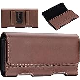 BECPLT for iPhone 17 Pro Max 16/15/14/13/12/11 Plus Holster Case Belt Clip Case Leather Holster Pouch with Card Holder for Galaxy S25+ S24/S23/S22/S21 Plus Brown