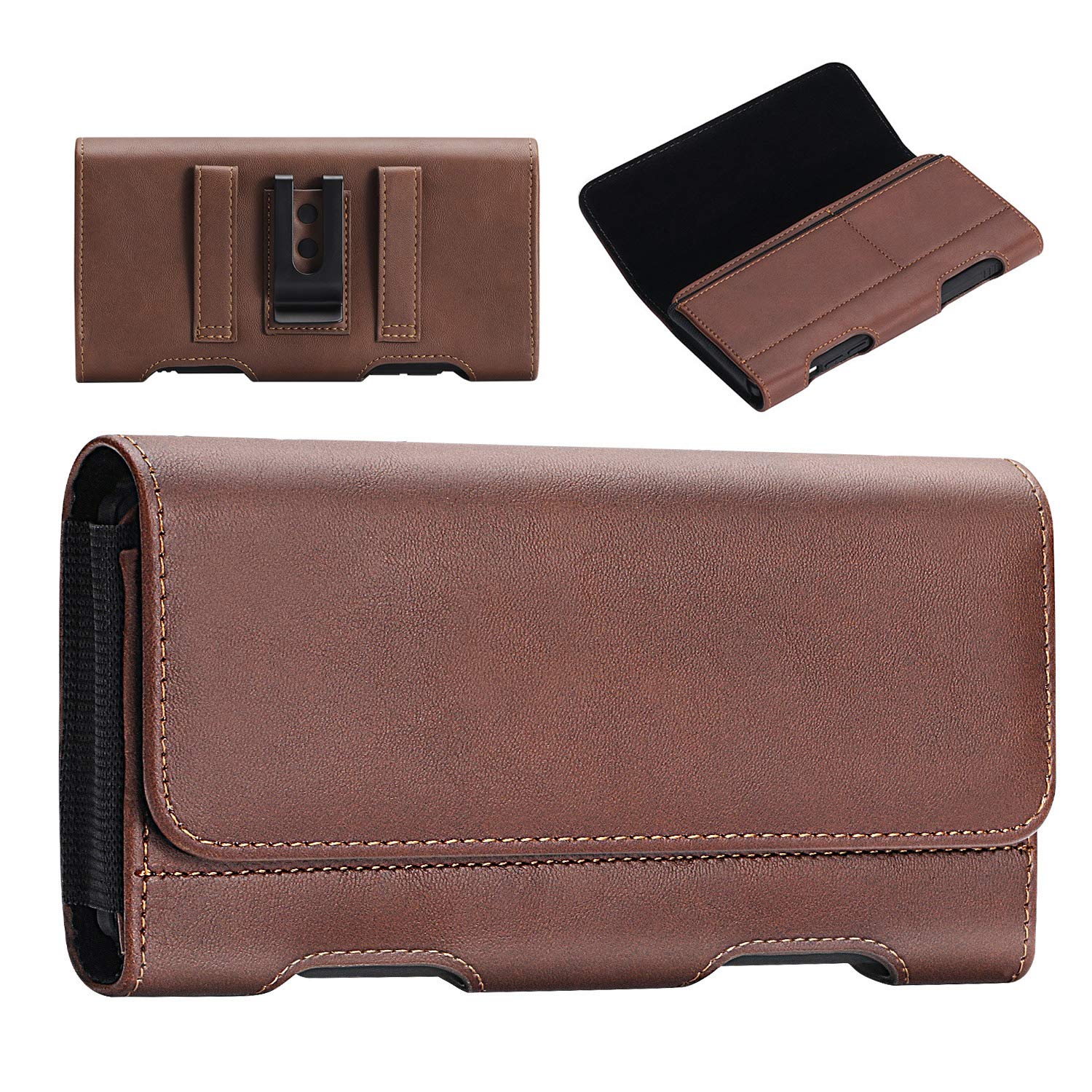 Photo 1 of BECPLT for iPhone 16 Pro Max 16 Plus 15 Pro Max 15 Plus 14 Plus Holster Case, for iPhone 14 Pro Max Belt Clip Case Leather Holster Pouch with Card Holder for iPhone 12 Pro Max 11 Pro Max Xs Max Brown