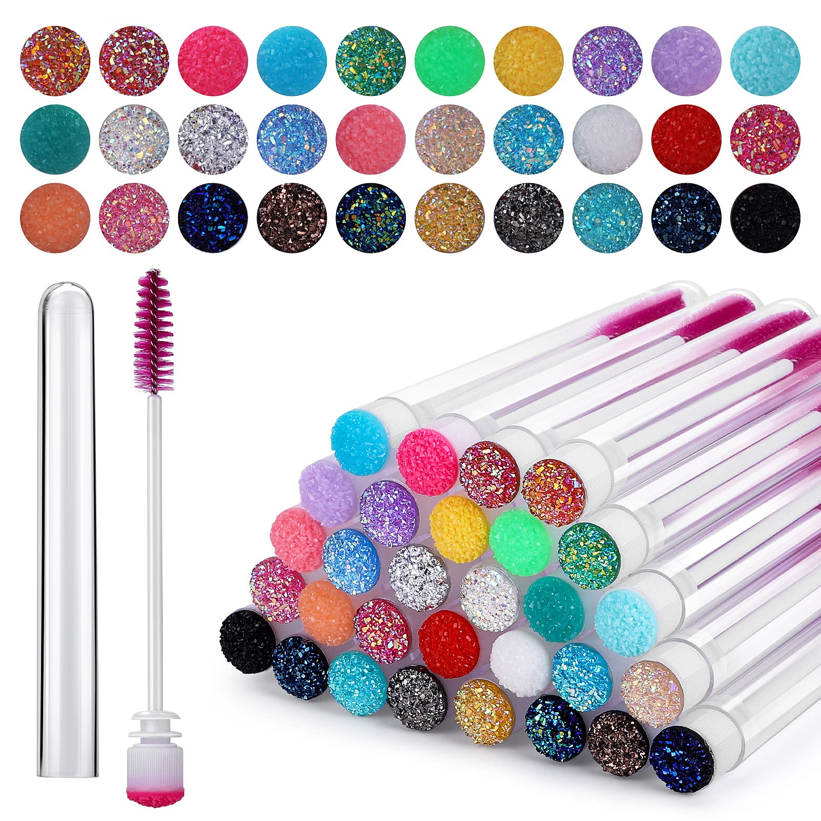 WLLHYF 60 Pieces Disposable Mascara Brushes Tubes Set,30 Pieces Disposable Lash Spoolies Makeup Brush 30 Pieces Empty Eyelash Brush Tubes for Women Girls Makeup Brush Eyelash Extension Kit