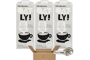 Oatly Original Barista Edition Oat Milk Bulk Pack - 96 ounces total - 3 Individually Sealed 32 ounce Cartons - Perfect foaming for Lattes - Measuring Spoons Included with Maple Hills Market Box