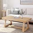 Plank+Beam Classic Rectangular Coffee Table, 48 Inch Farmhouse Coffee Table, Mini Center Tables for Small Spaces, Small Living Space Tea Table, Blonde Wirebrush