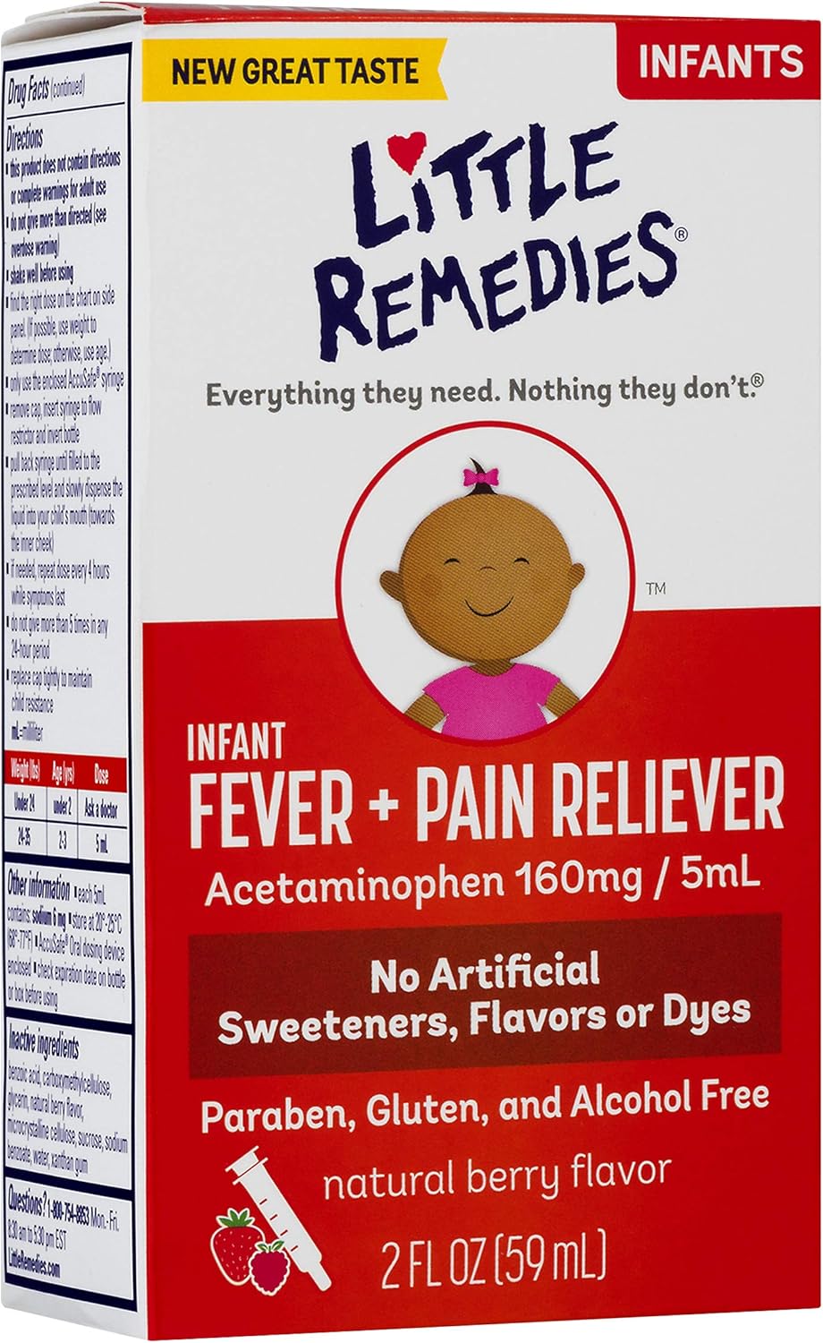 Little Remedies Infant Fever & Pain Reliever | Natural Berry Flavor | 2 FL OZ: Health & Personal Care