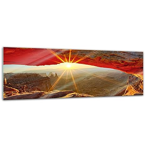Glasbild - Sunrise Mesa Arch, Canyonlands Nationalpark - Utah - 90x30 cm - Deko Glas - Wandbild aus Glas - Bild auf Glas - Mo