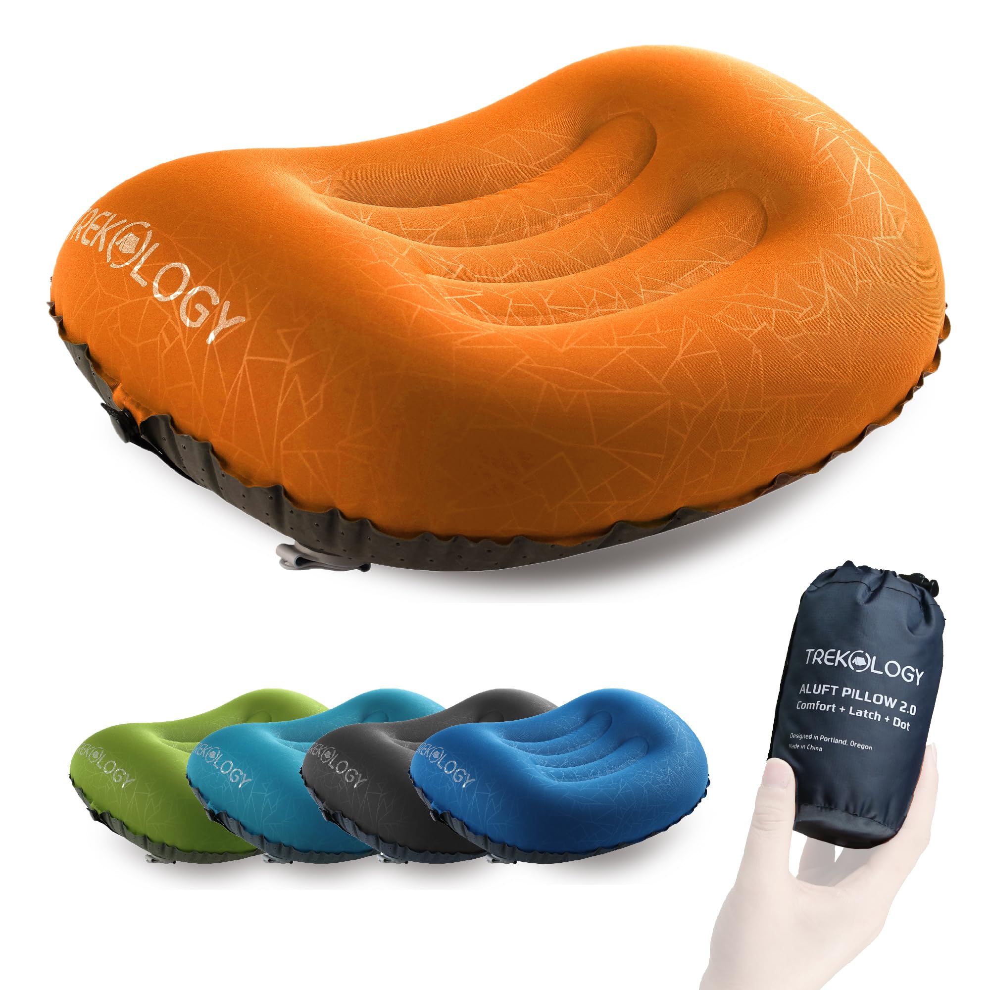 Photo 1 of TREKOLOGY Ultralight Inflatable Camping Travel Pillow - ALUFT 2.0 Compressible, Compact, Comfortable, Ergonomic Inflating Pillows for Neck & Lumbar Support While Camp, Hiking, Backpacking