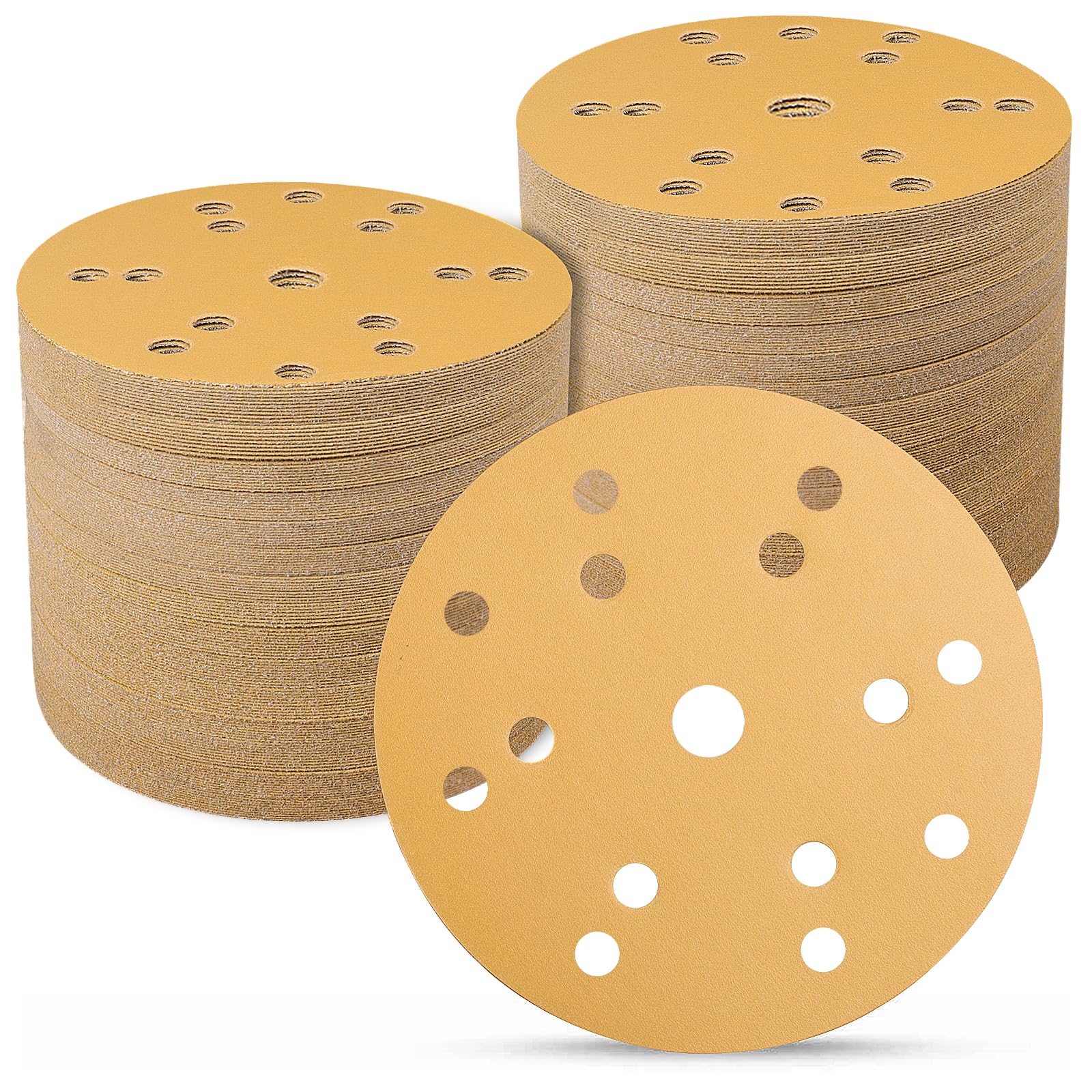 Sruhrak Sanding Discs 150mm 100 Pcs, 400 Grit 6 inch 15 Holes Hook and Loop Orbital Sander Discs, Sanding Pads for Random Orbital Sander Pads and All Oscillating Tools